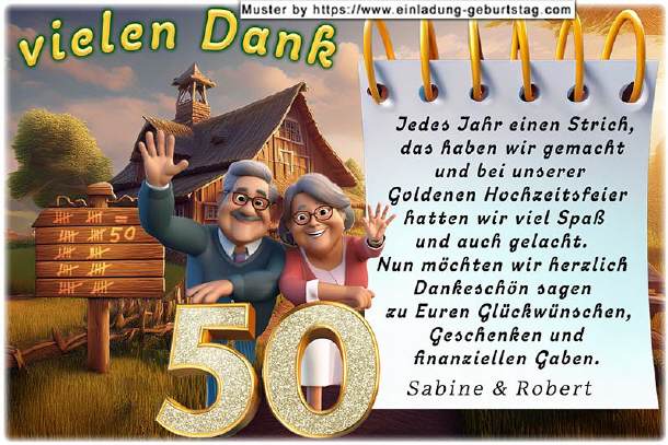 Danksagung Goldene Hochzeit - 50 Striche