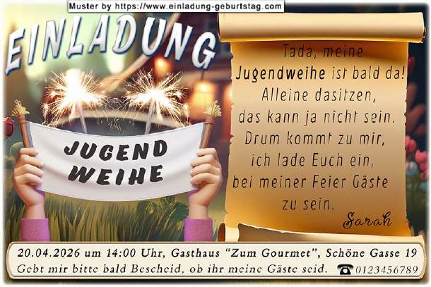 lustige Einladung Jugendweihe - Tada