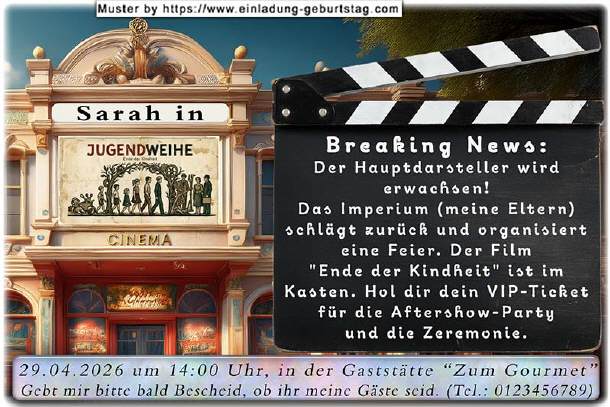 lustige Einladung Jugendweihe - das Kino