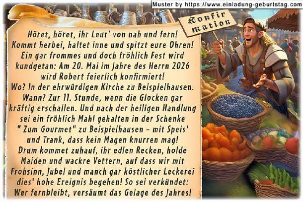 lustige Einladung Konfirmation - der Marktschreier