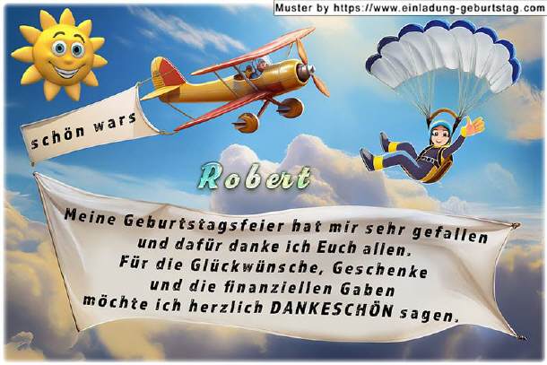 Danksagungskarte Geburtstag - das Flugzeug
