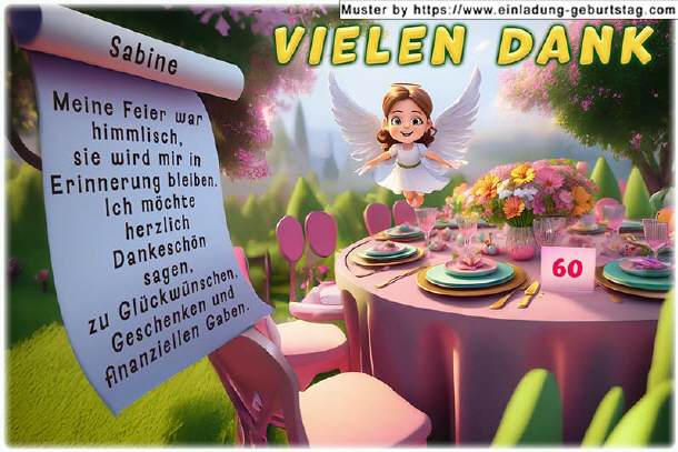 Danksagungskarte Geburtstag - himmlisch