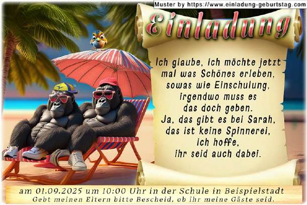 Einladung Einschulung - die Gorillas