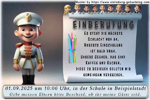 Einladung Einschulung - Einberufung