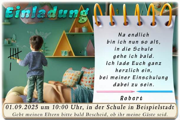 Einladung Einschulung - na endlich - der Junge