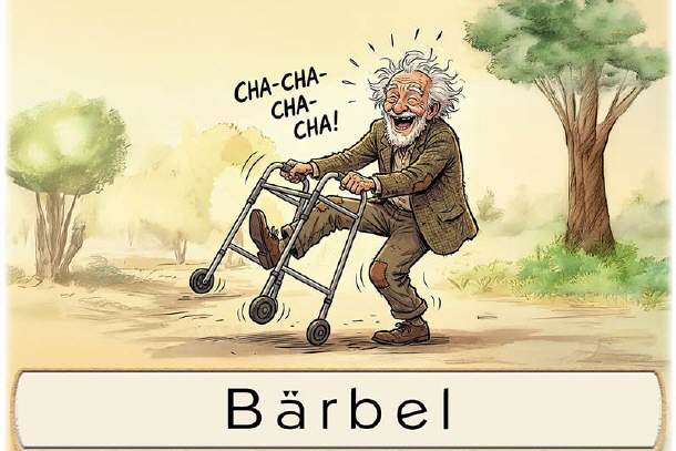 Tischkarte Geburtstag - Mann mit Rollator