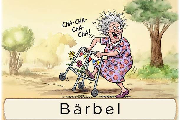 Tischkarte Geburtstag - Frau mit Rollator