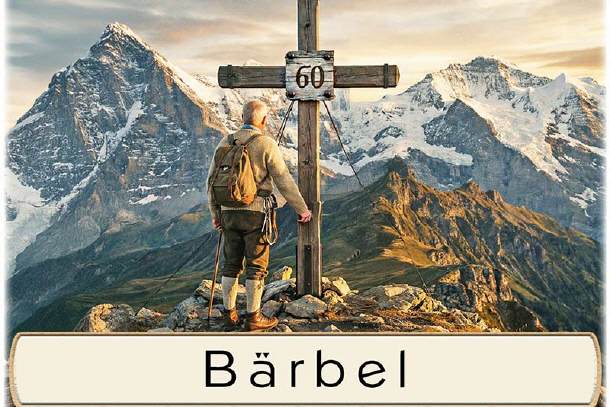 Tischkarte Geburtstag - Mann am Gipfelkreuz