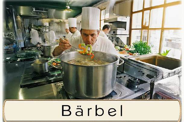 Tischkarte Goldene Hochzeit - der Koch