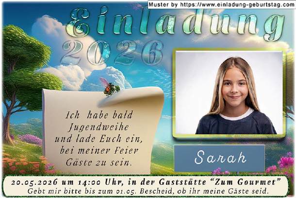 Einladung Jugendweihe Foto mit farbiger Kontur