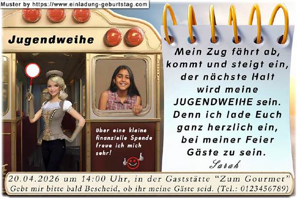 Einladung Jugendweihe - Foto im Fenster