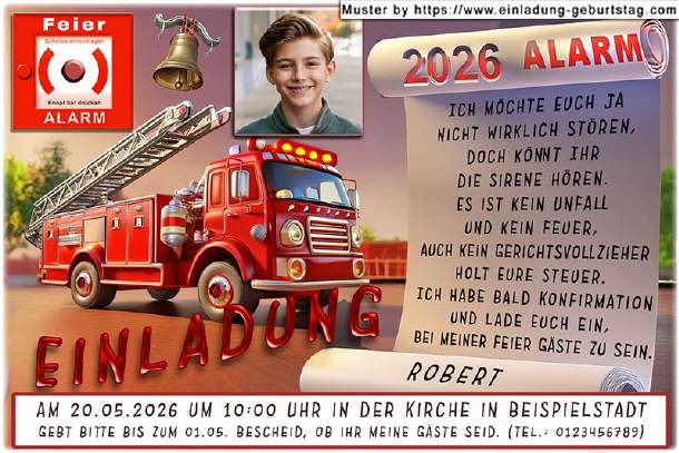 Einladung Konfirmation Foto - der Feieralarm