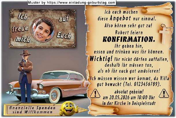 Einladung Konfirmation -  das lustige Angebot