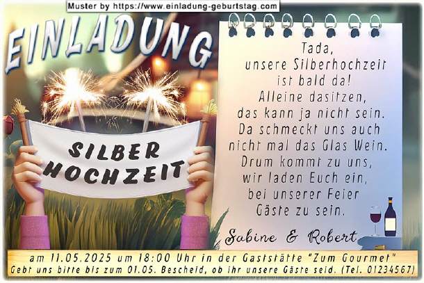 lustige Einladung Silberhochzeit - Wunderkerzen