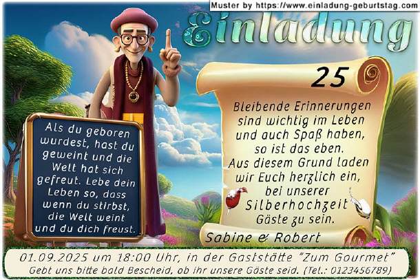 lustige Einladung Silberhochzeit - der Prophet