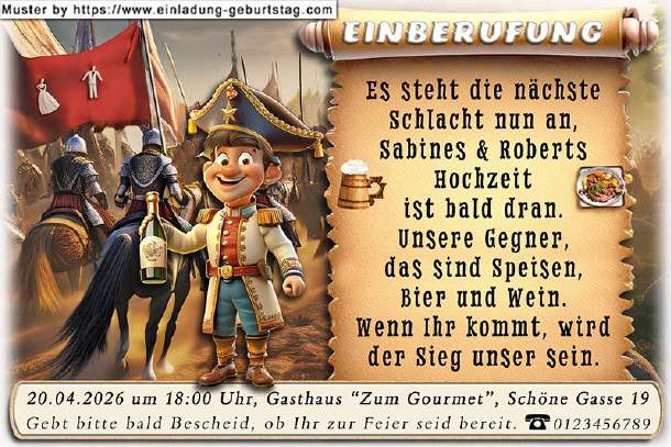 Hochzeitseinladung lustig - die Einberufung