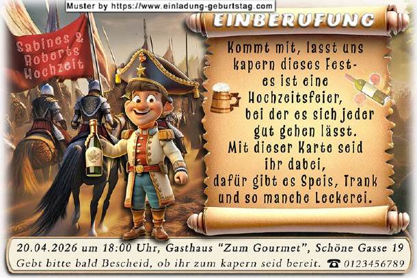 Hochzeitseinladung lustig - die Einberufung