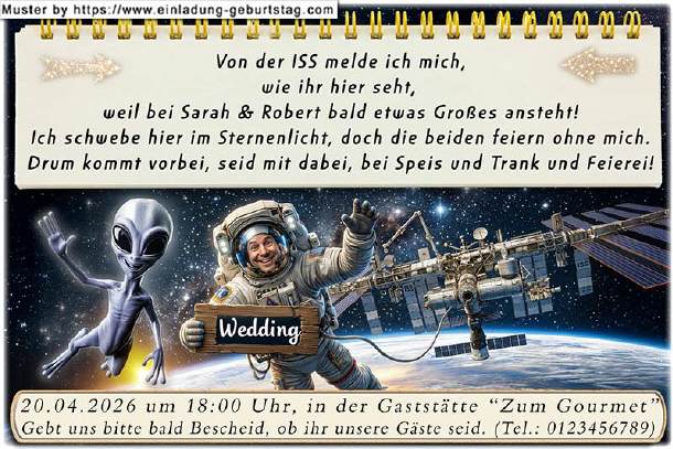 Hochzeitseinladung lustig - der Astronaut