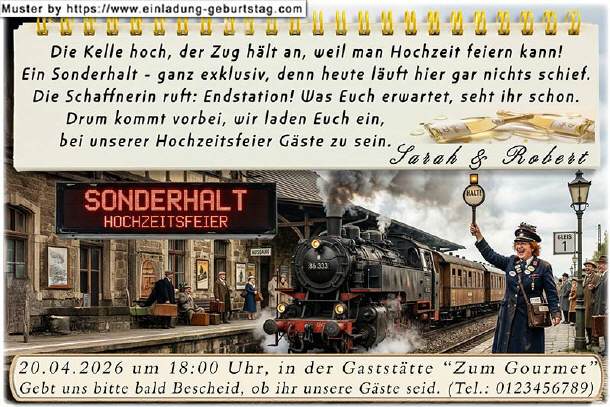 Hochzeitseinladung lustig - der Sonderhalt