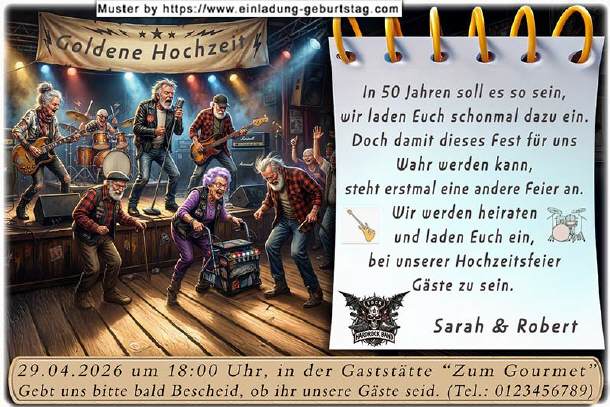 Hochzeitseinladung lustig - Vorausschauend