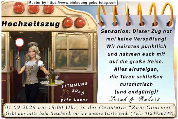 Hochzeitseinladung lustig - der Hochzeitszug