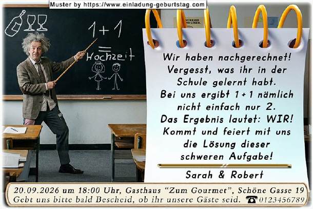 Hochzeitseinladung lustig - der Lehrer