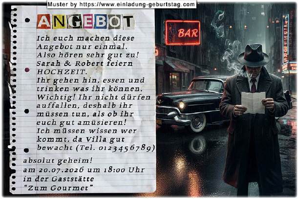 Hochzeitseinladung lustig - das Angebot
