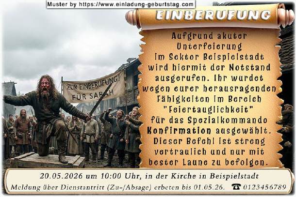 lustige Einladung Konfirmation - die Einberufung