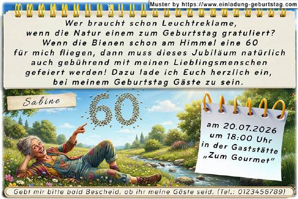 lustige Einladung Geburtstag - die Bienen
