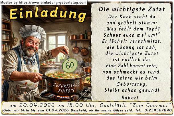 lustige Einladung Geburtstag - der Chefkoch