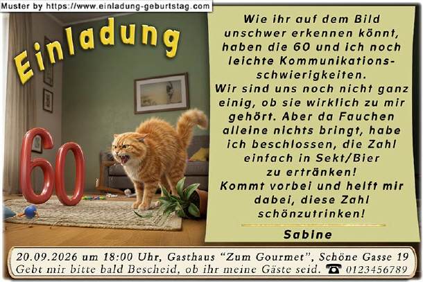 lustige Einladung Geburtstag - die Katze