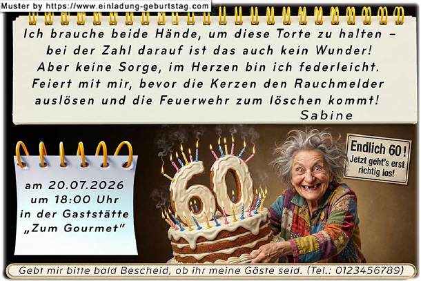 lustige Einladung Geburtstag - Jubil&auml;umstorte