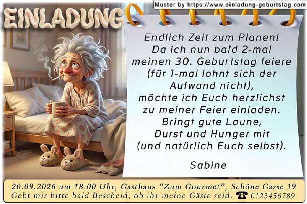 lustige Einladung Geburtstag - endlich mal Zeit