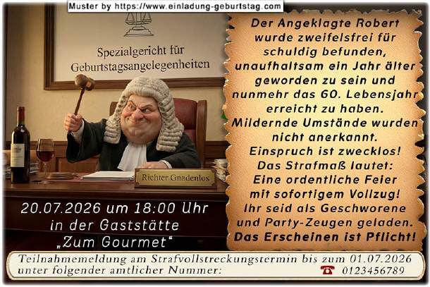 lustige Einladung Geburtstag - das Urteil