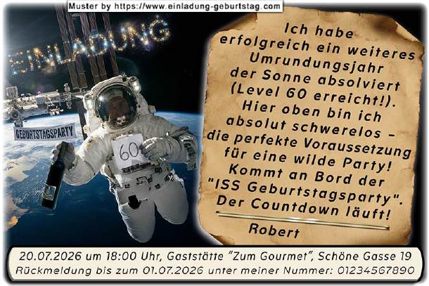 lustige Einladung Geburtstag - Astronaut