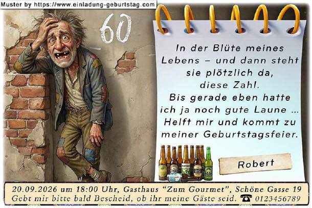 lustige Einladung Geburtstag, die Zahl an der Wand