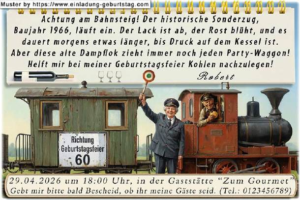 lustige Einladung Geburtstag - der Zug