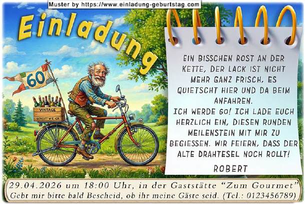 lustige Einladung Geburtstag - der Drahtesel 01