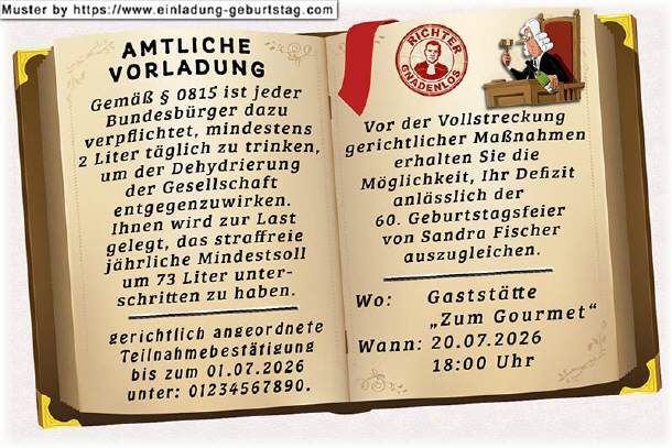 lustige Einladung Geburtstag - die Vorladung
