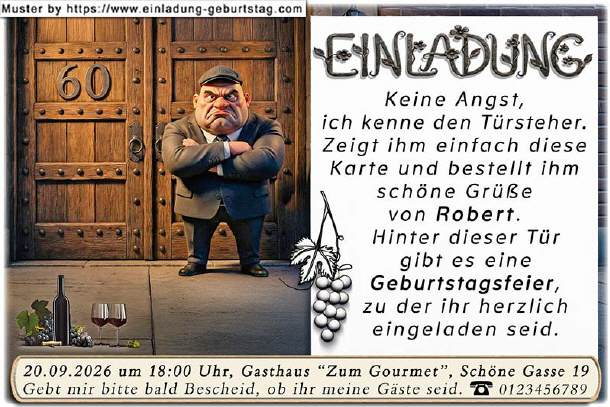 lustige Einladung Geburtstag - der T&uuml;rsteher