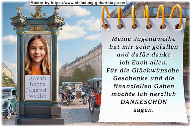 Danksagungskarte Jugendweihe - die Litfaßsäule