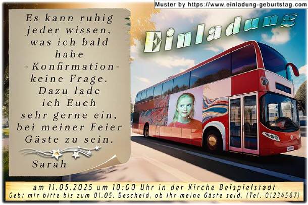Einladung Konfirmation mit Foto auf Holzschild