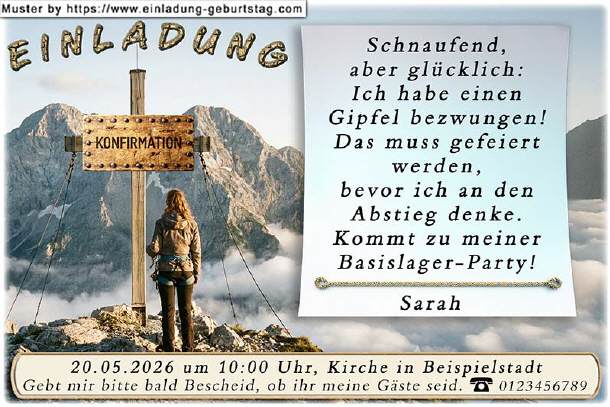 Einladung Konfirmation - das Gipfelkreuz 01