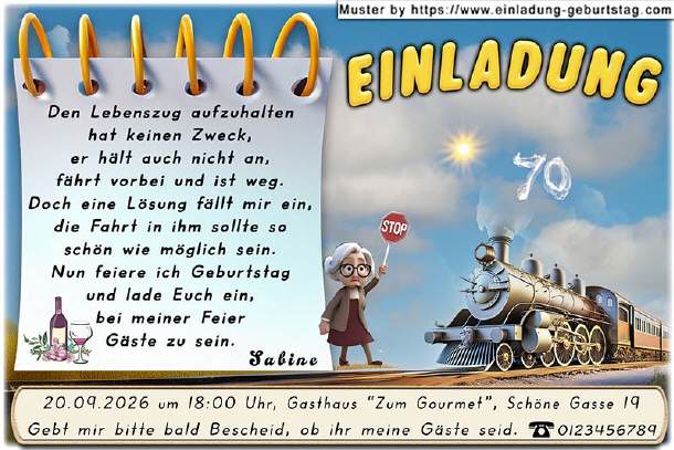 lustige Einladung Geburtstag - der Lebenszug 02