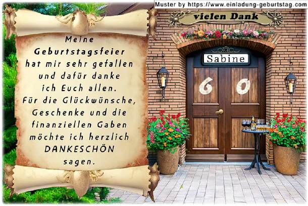 Danksagung Geburtstag 16