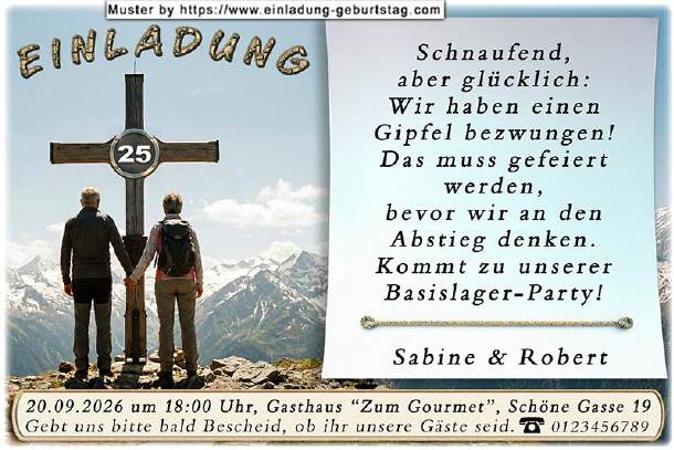 originelle Einladung Silberhochzeit - Gipfelkreuz