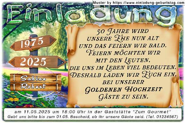 Einladung Goldene Hochzeit originell 06