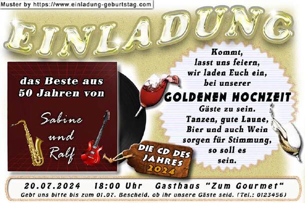 Einladung Goldene Hochzeit originell 09
