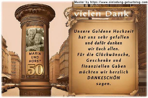 Danksagungskarte Goldene Hochzeit 01