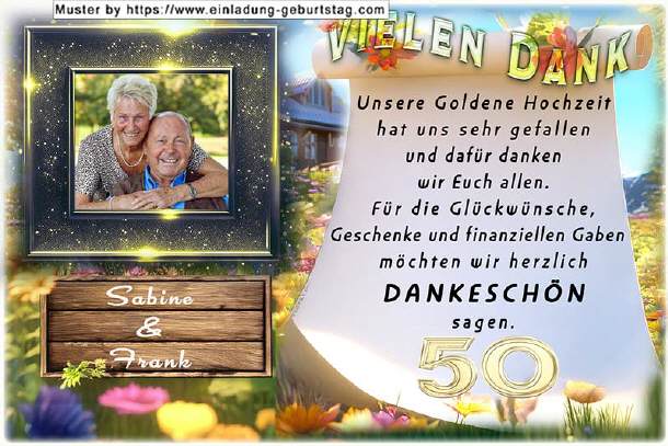 Danksagungskarte Goldene Hochzeit 03